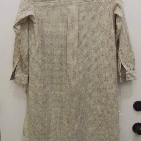 Maeve by Anthropologie Maxi Tunic Top Size S Tan White Plaid Button Down - Picture 10 of 14